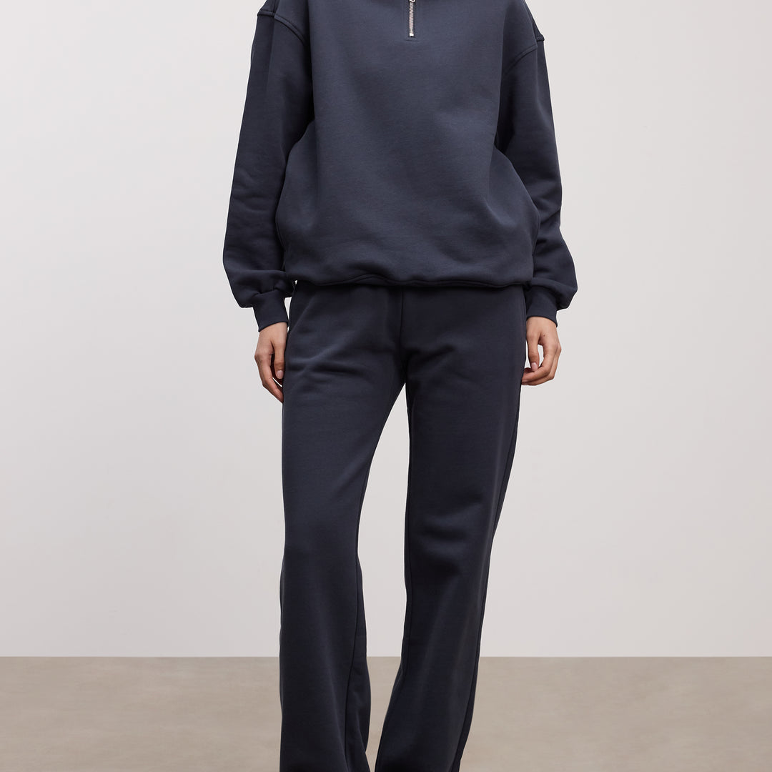 Womens Relaxed Jersey Half Zip in Slate Blue
