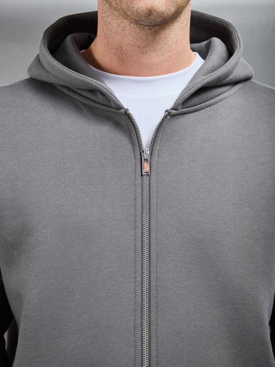 Relaxed Zip Through Hoodie in Grey