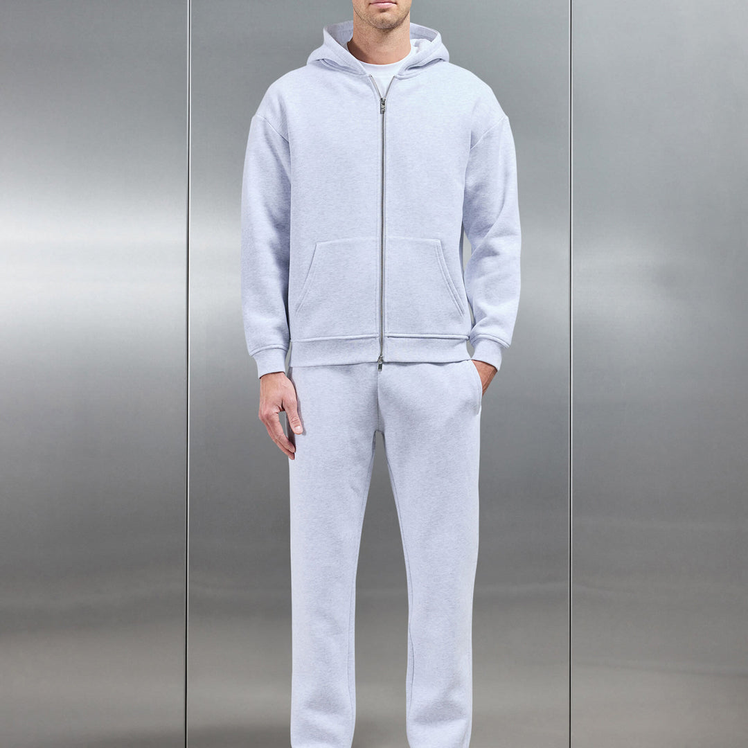 Relaxed Zip Through Hoodie in Marl Grey