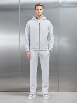 Relaxed Zip Through Hoodie in Marl Grey