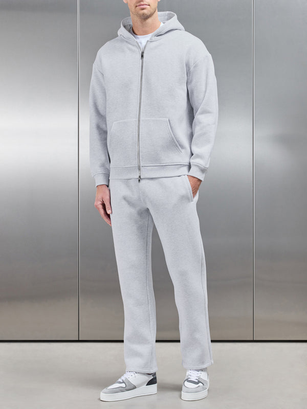 Relaxed Zip Through Hoodie in Marl Grey