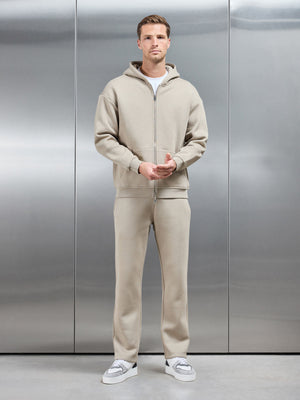 Relaxed Zip Through Hoodie in Stone