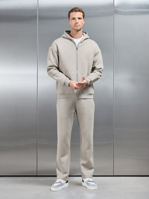 Relaxed Zip Through Hoodie in Stone