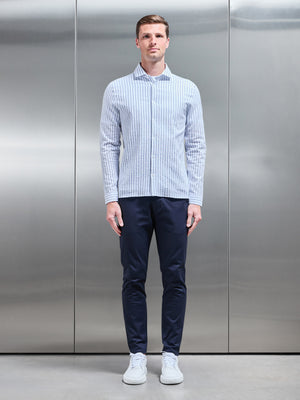 Resort Stripe Seersucker Shirt in White