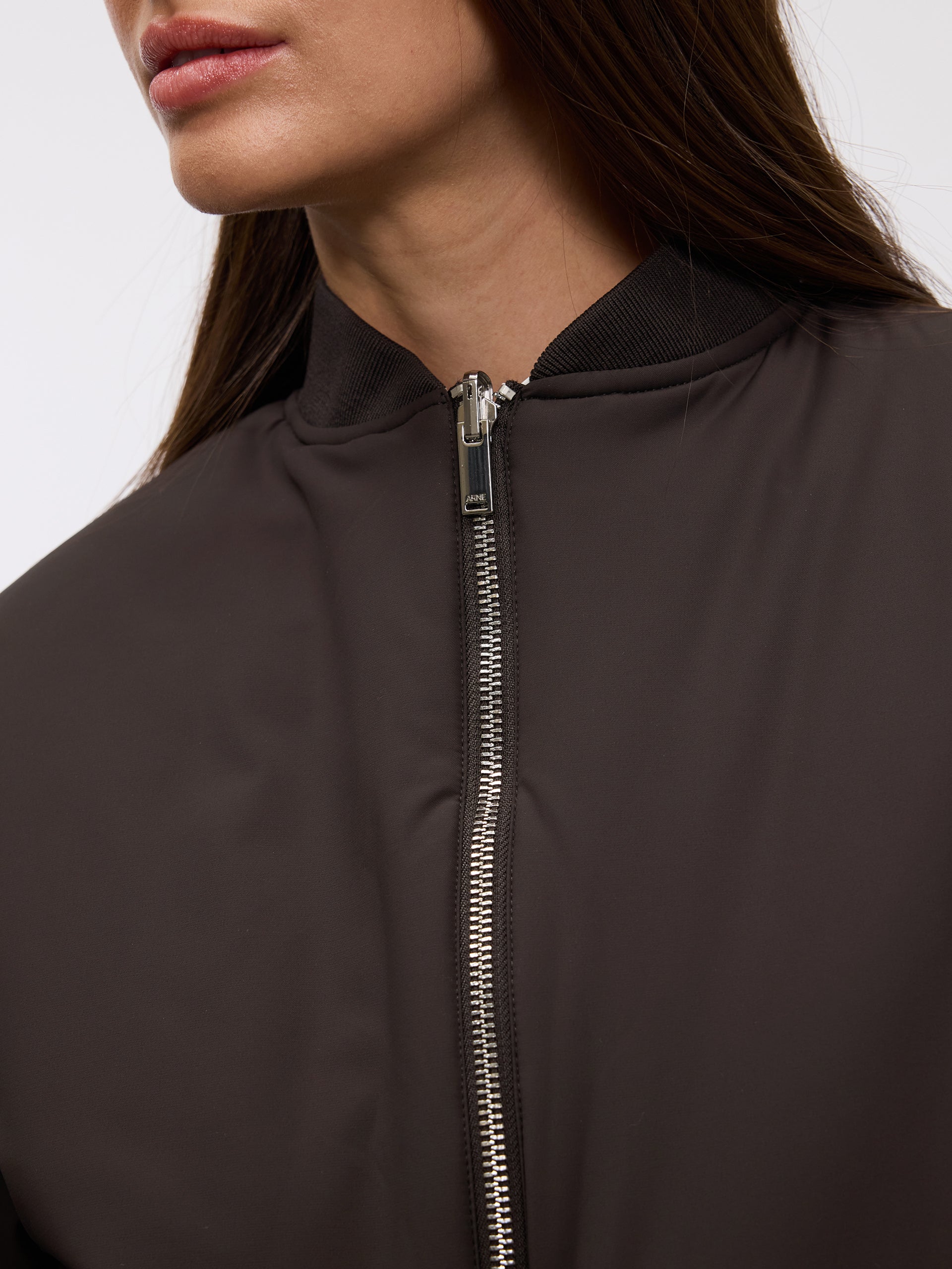 Womens Reversible Bomber Jacket in Brown Ecru