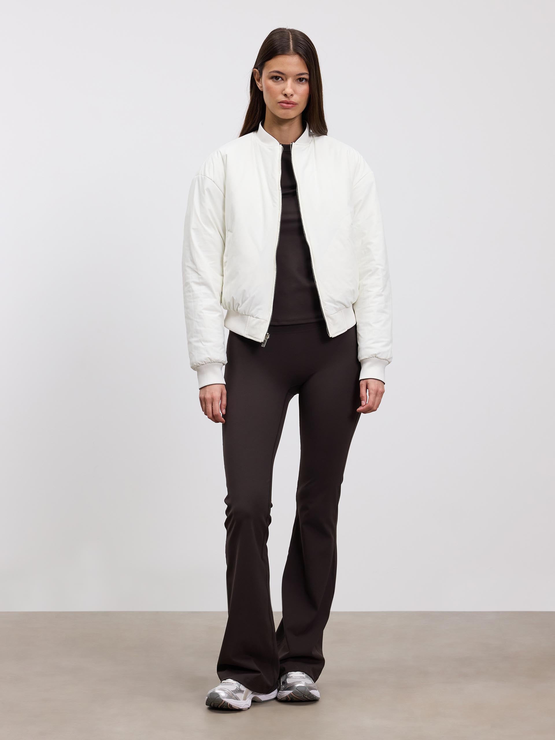 Womens Reversible Bomber Jacket in Brown Ecru