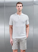 Ribbed Button Polo Shirt in White