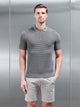 Ribbed Knitted Zip Polo Shirt in Sage