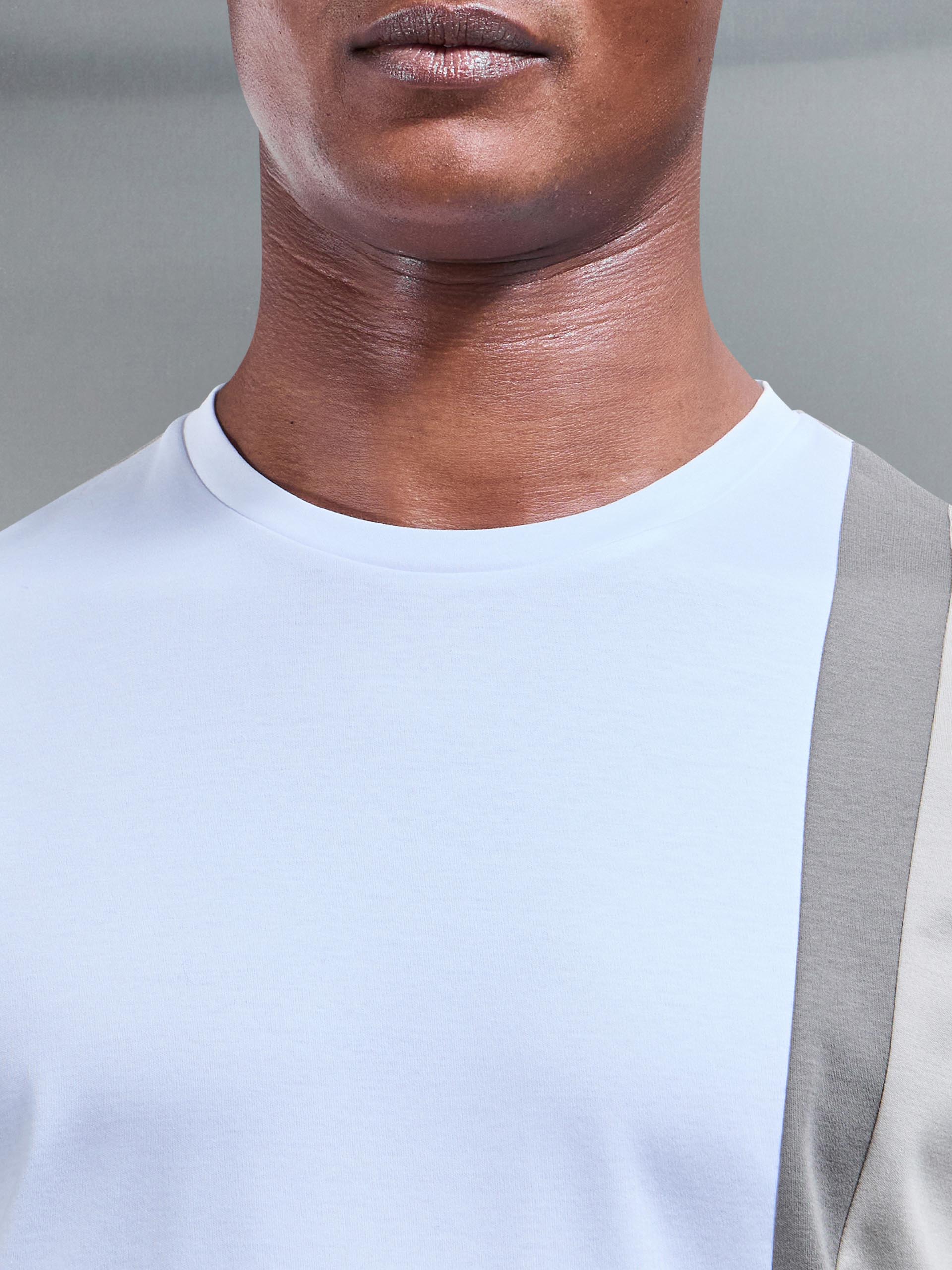 Roma Mercerised Colour Block T-Shirt in Desert