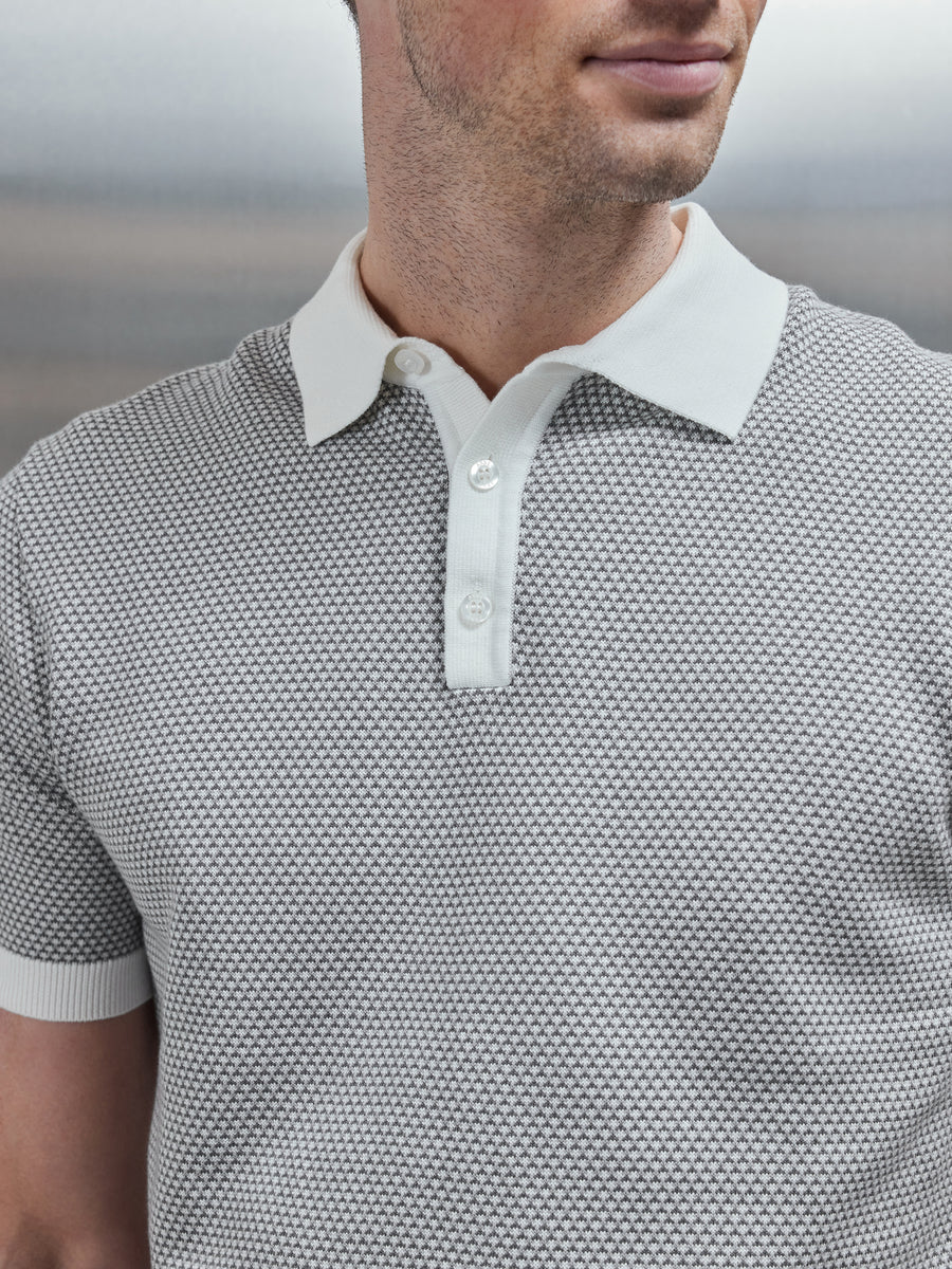 Roma Knitted Polo Shirt in Grey