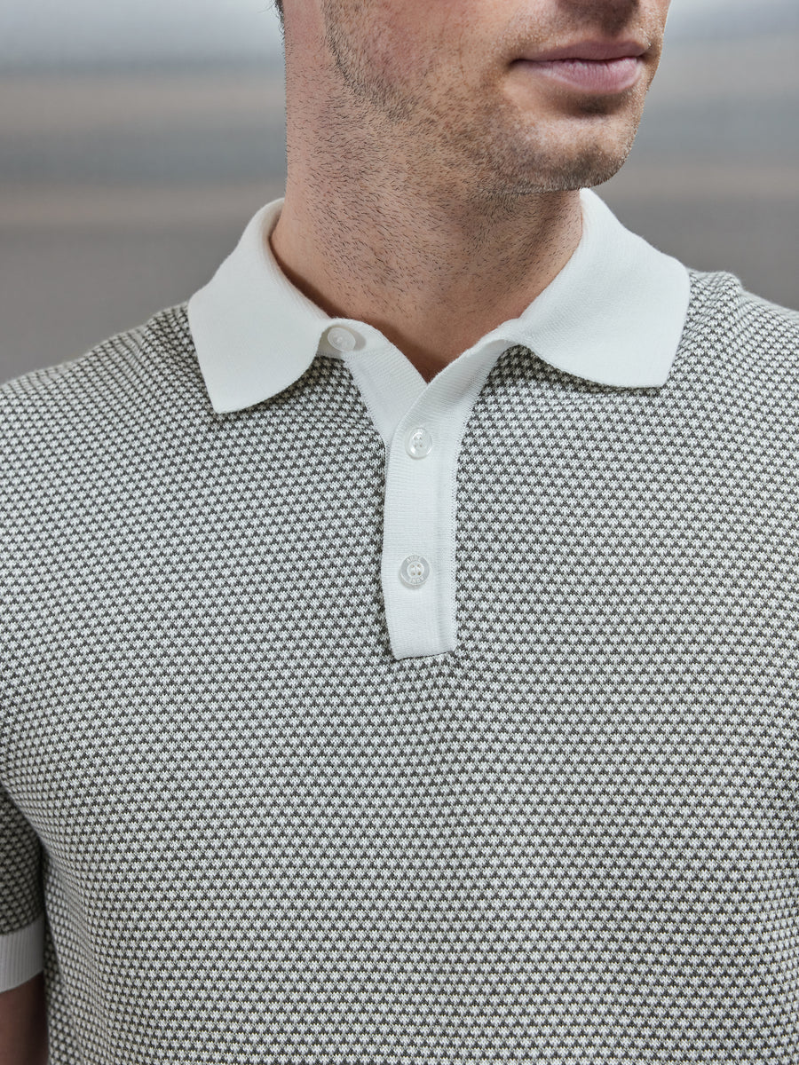 Roma Knitted Polo Shirt in Sage