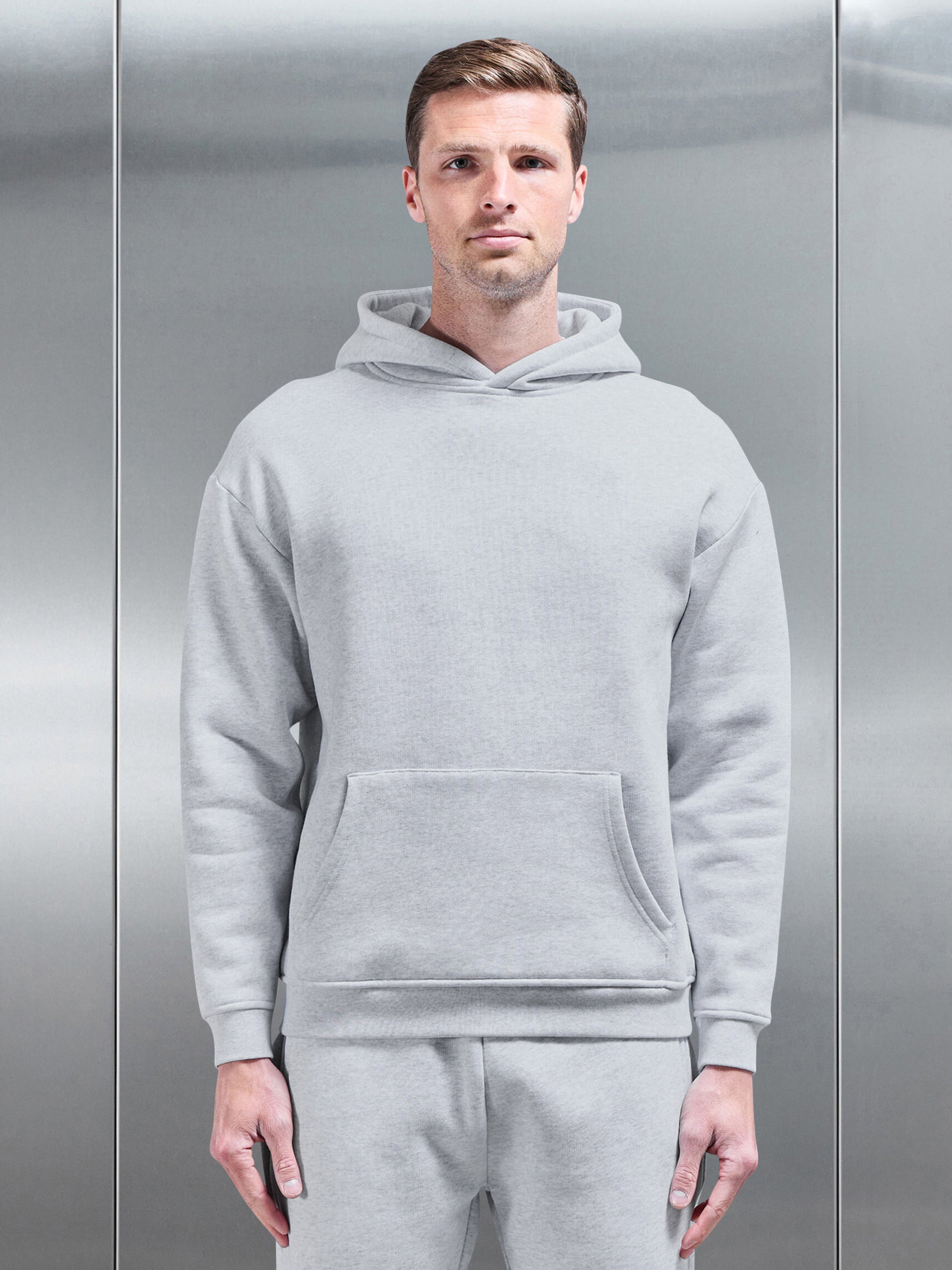 Relaxed Fit Hoodie in Marl Grey