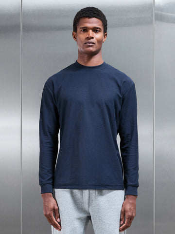 Relaxed Fit Long Sleeve T-Shirt in Navy