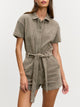 Womens Towelling Playsuit in Taupe