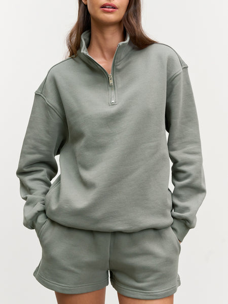 Womens Relaxed Jersey Funnel Neck in Sage