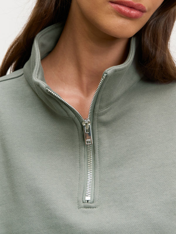 Womens Relaxed Jersey Funnel Neck in Sage