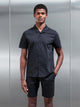 Seersucker Revere Collar Shirt in Black