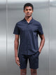 Seersucker Revere Collar Shirt in Navy