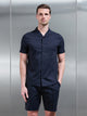 Seersucker Revere Collar Shirt in Navy