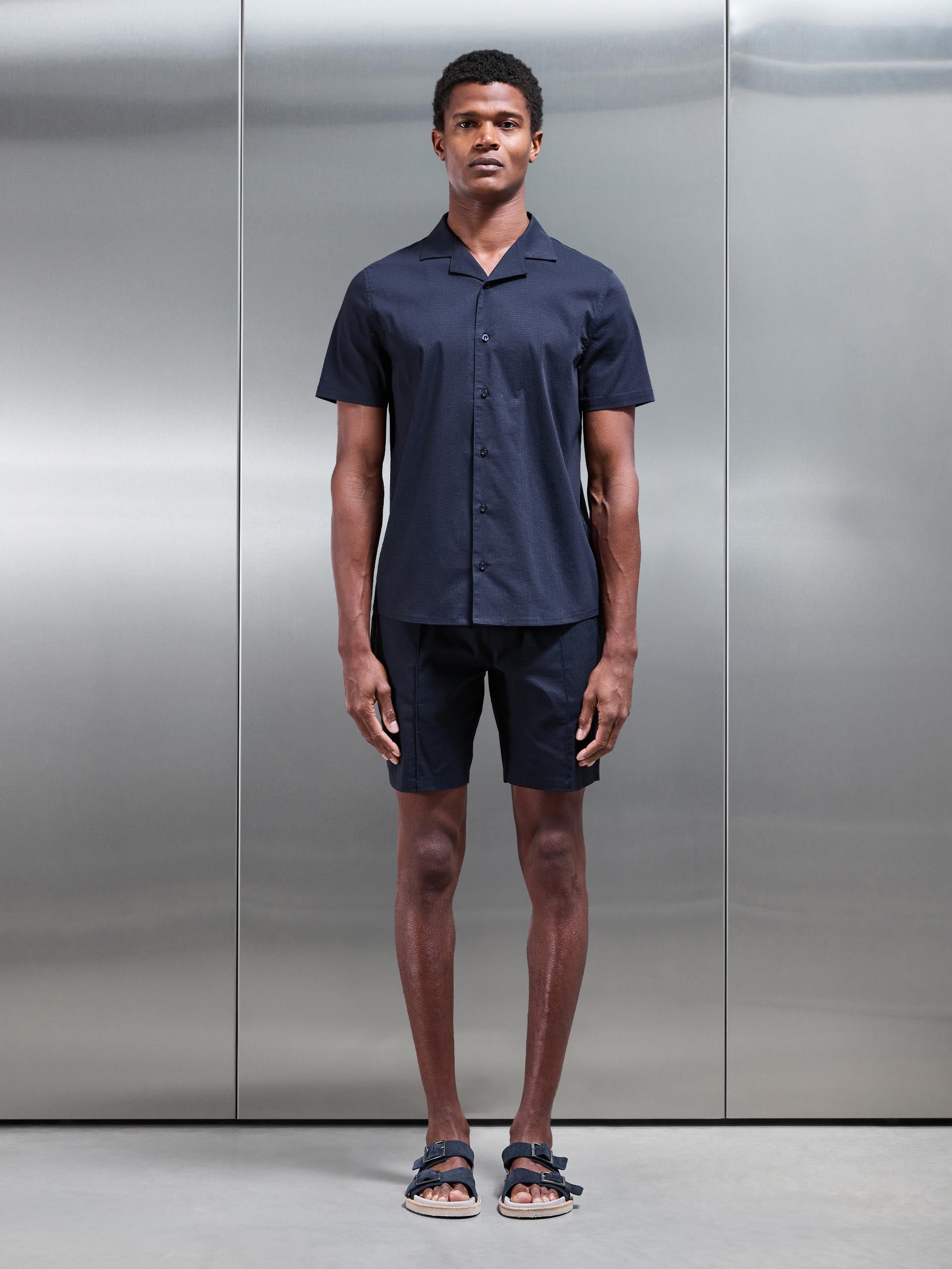 Seersucker Short in Navy | ARNE US