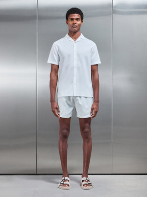 Seersucker Stripe Drawstring Swim Short in Sage