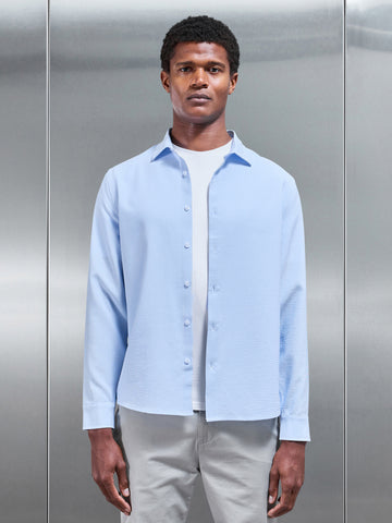 Seersucker Stripe Long Sleeve Shirt in Light Blue