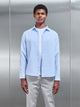 Seersucker Stripe Long Sleeve Shirt in Light Blue