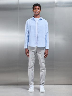 Seersucker Stripe Long Sleeve Shirt in Light Blue