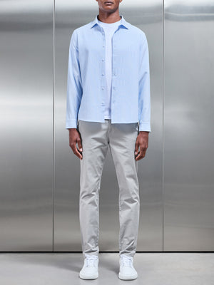 Seersucker Stripe Long Sleeve Shirt in Light Blue
