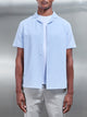 Seersucker Stripe Revere Collar Shirt in Light Blue