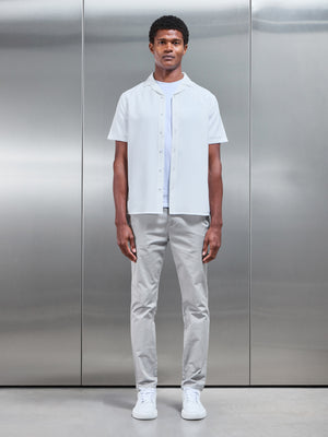 Seersucker Stripe Revere Collar Shirt in White