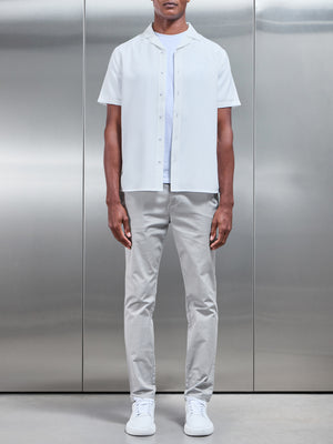 Seersucker Stripe Revere Collar Shirt in White