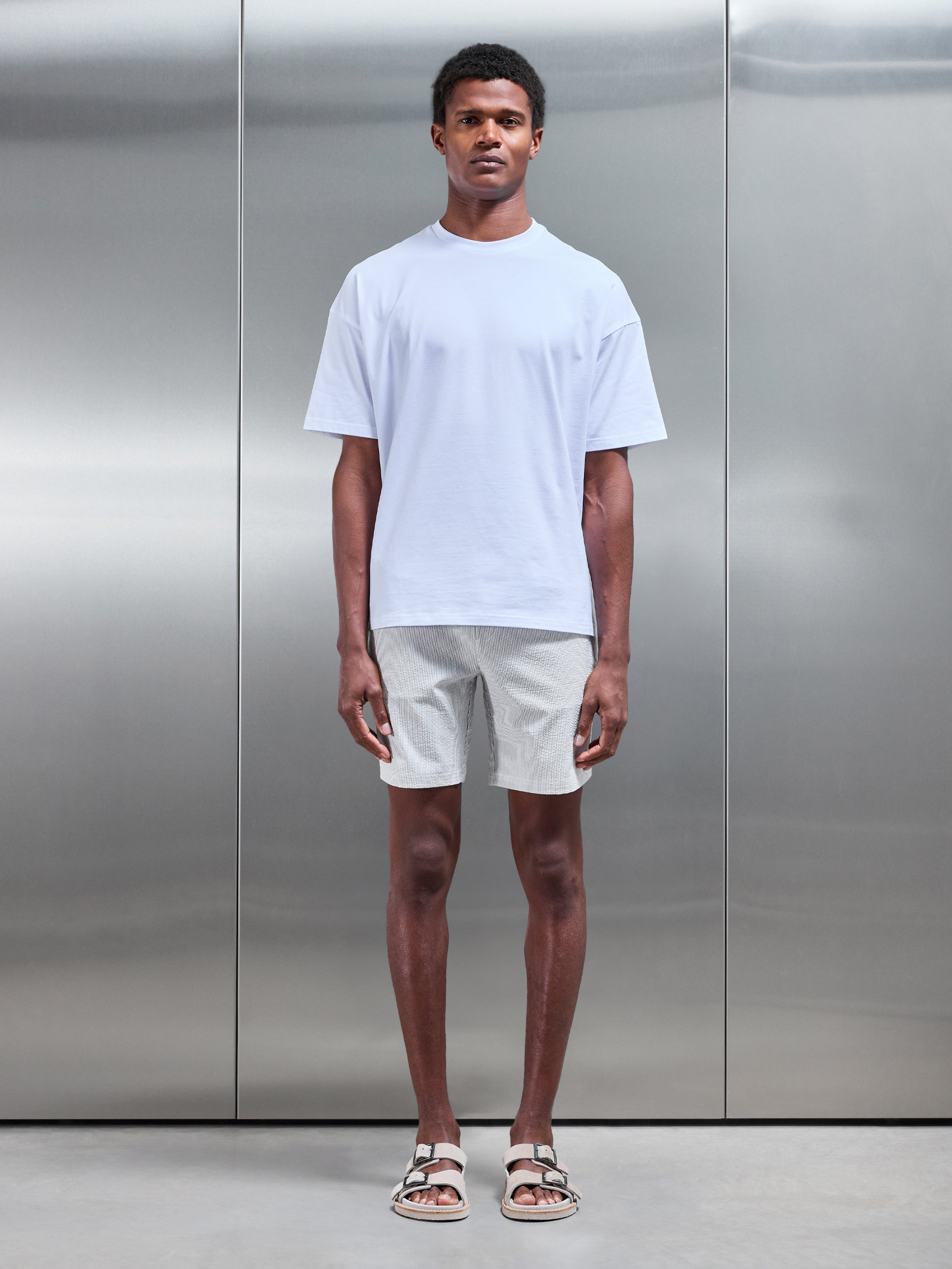 Seersucker Stripe Short in Stone