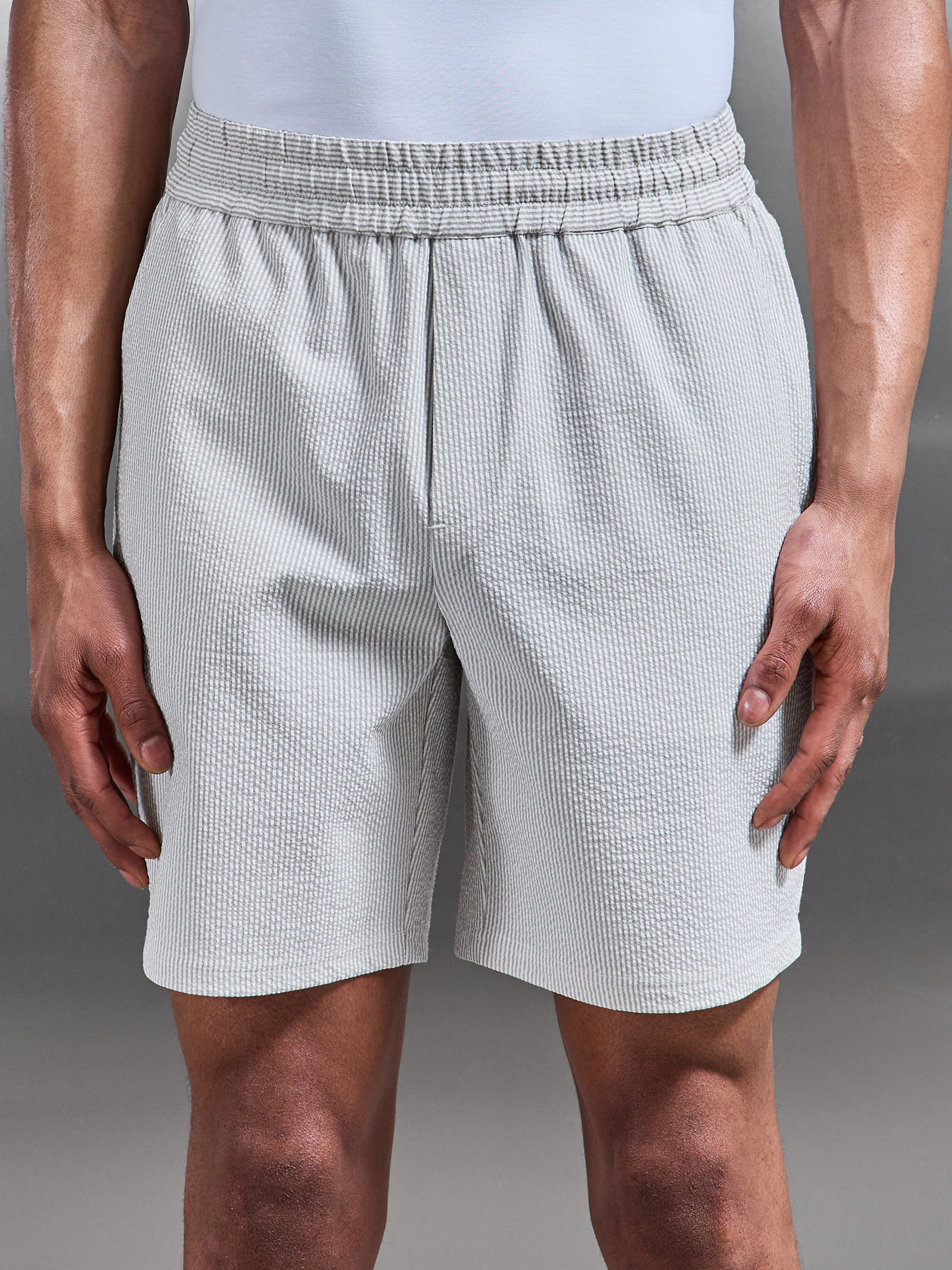 Seersucker Stripe Short in Stone