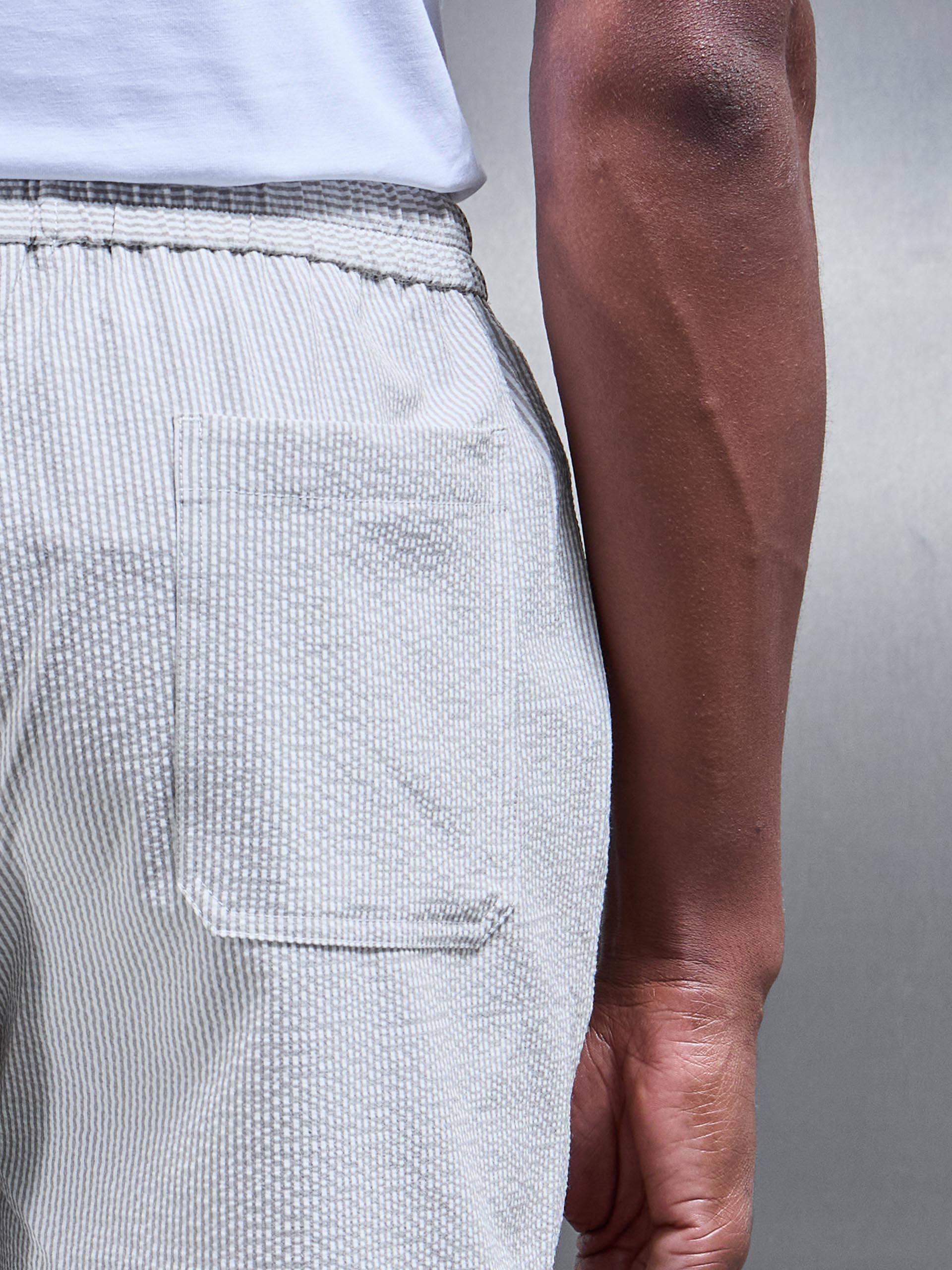 Seersucker Stripe Short in Stone