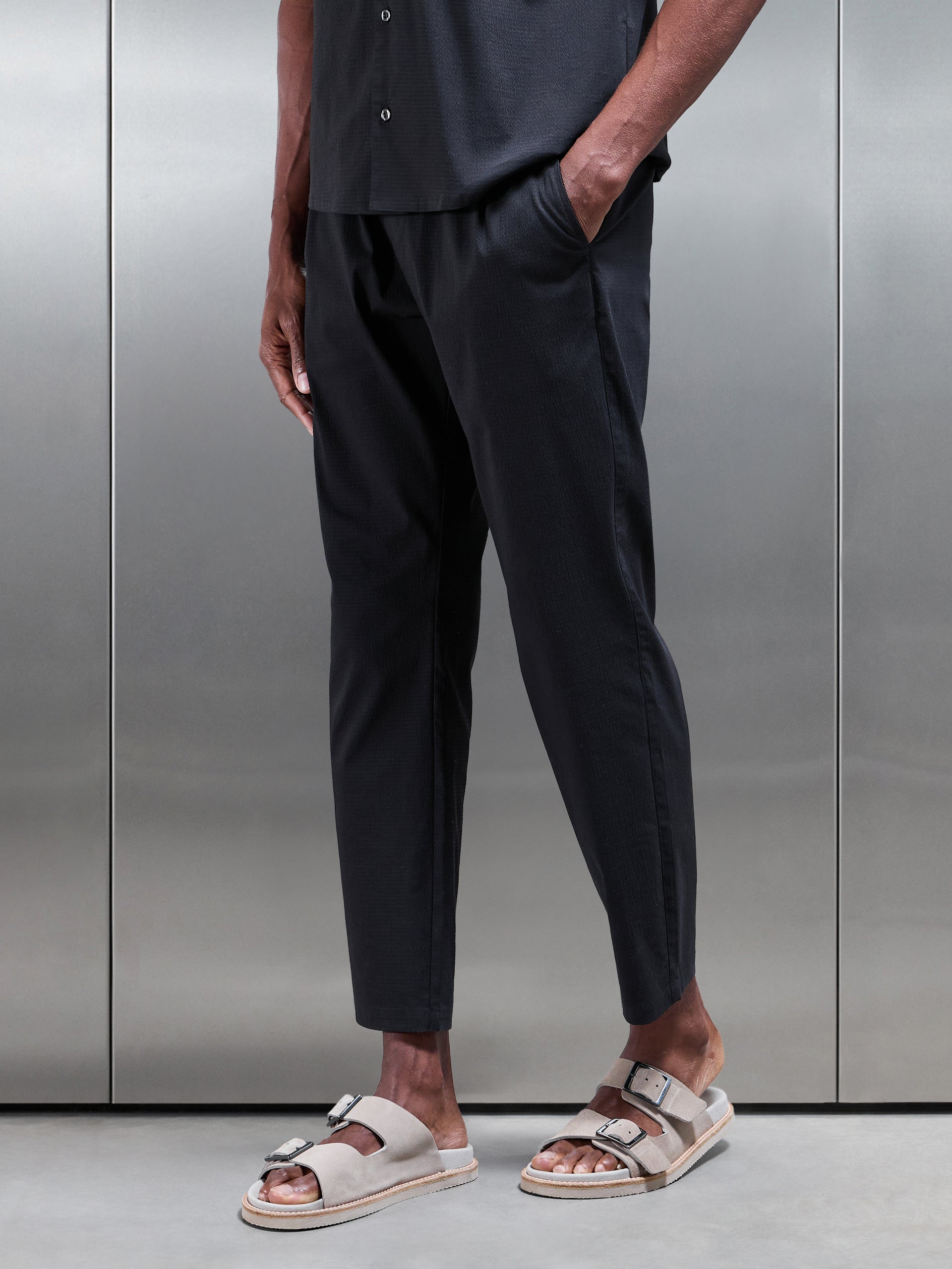 Seersucker Trouser in Black