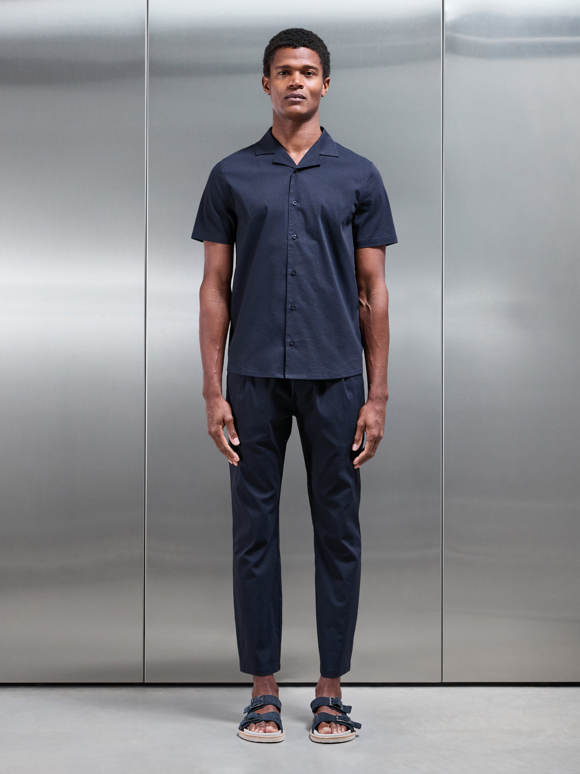 Seersucker Trouser in Navy
