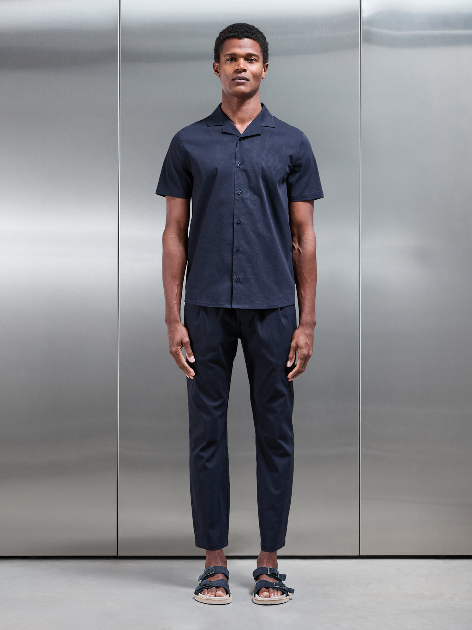 Seersucker Trouser in Navy