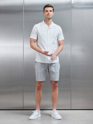 Seersucker Revere Collar Shirt in White