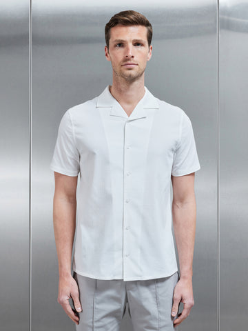 Seersucker Revere Collar Shirt in White