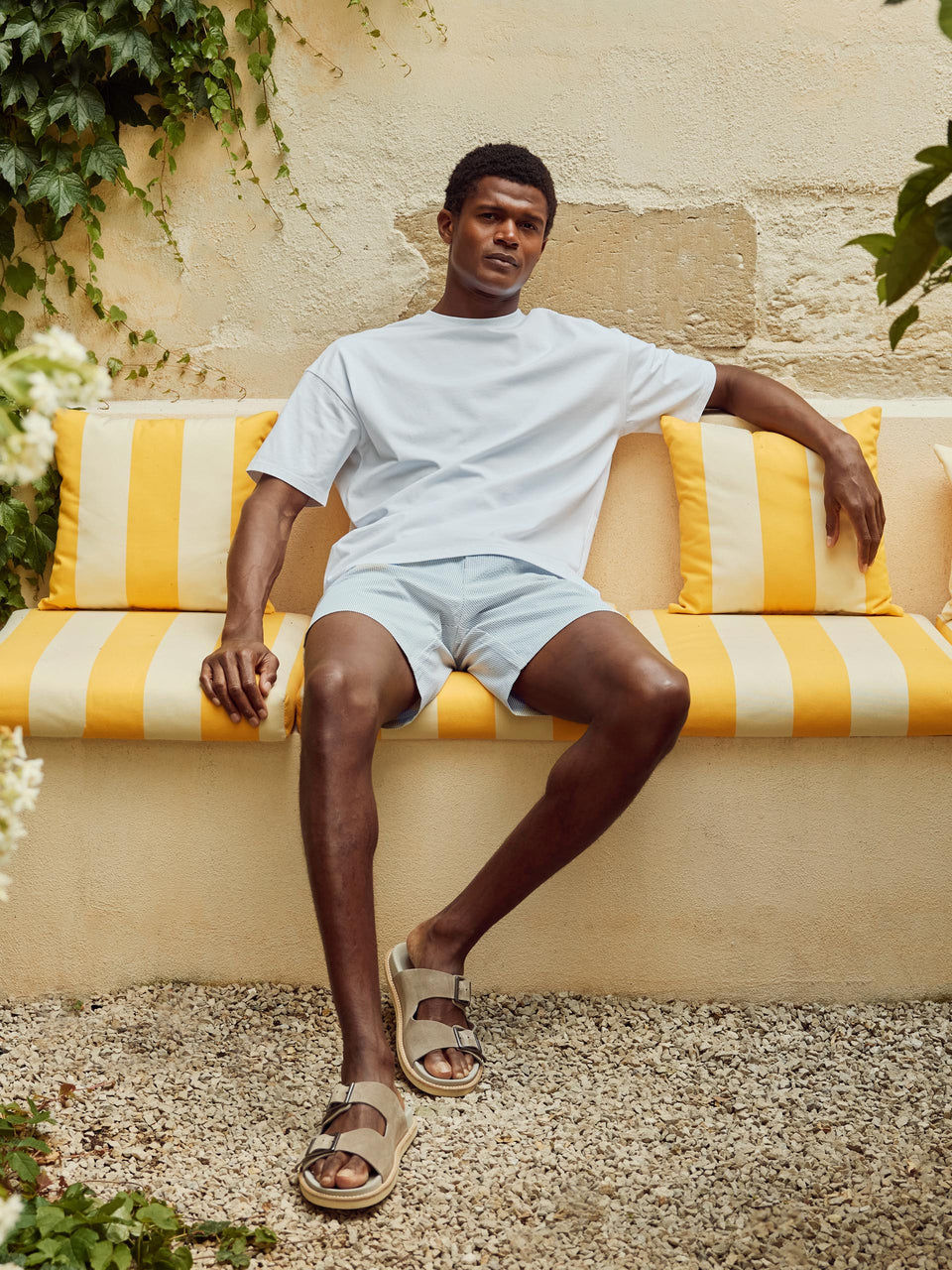 Seersucker Stripe Short in Stone