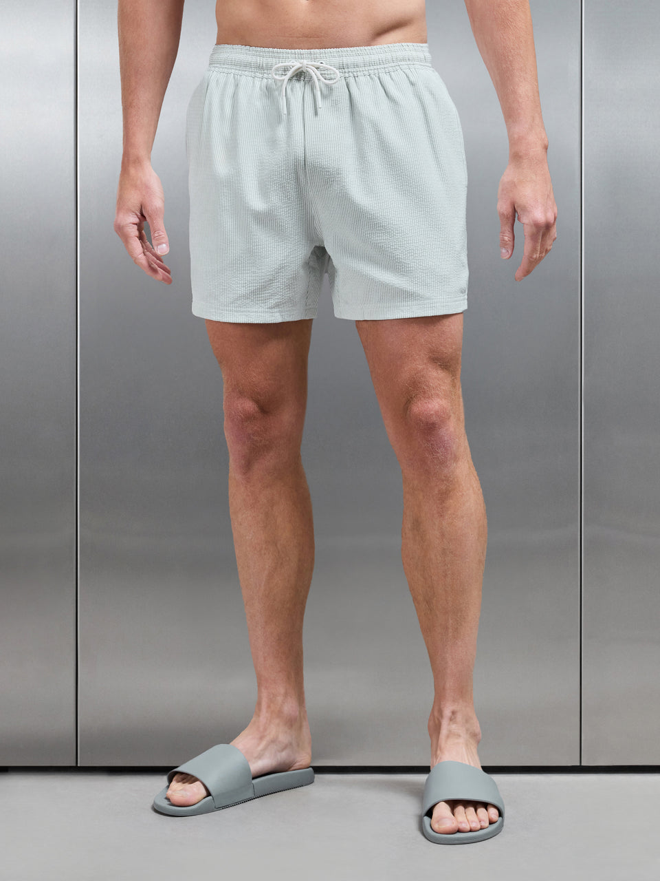 Seersucker Swim Short in Sage