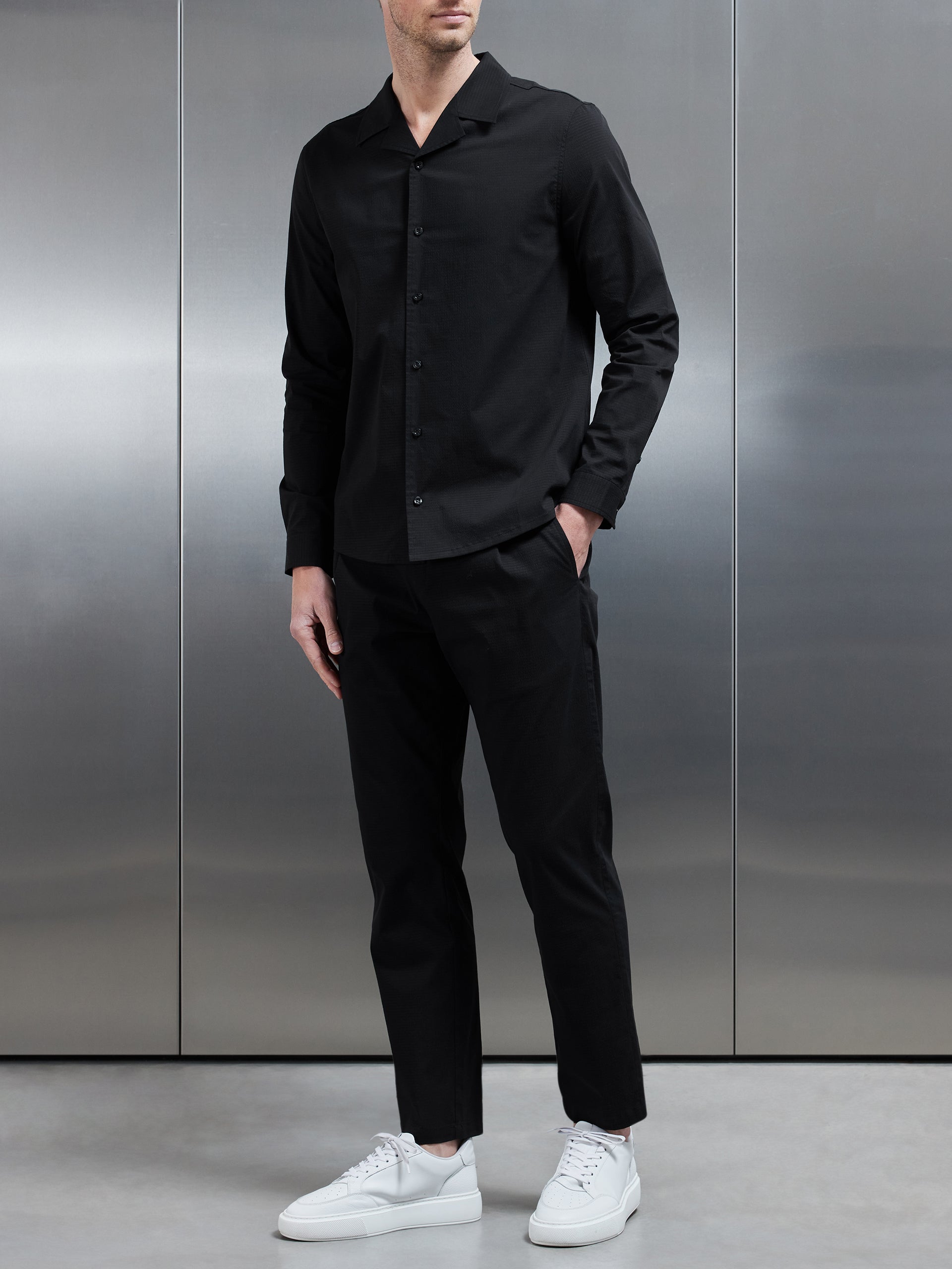 Seersucker Trouser in Black