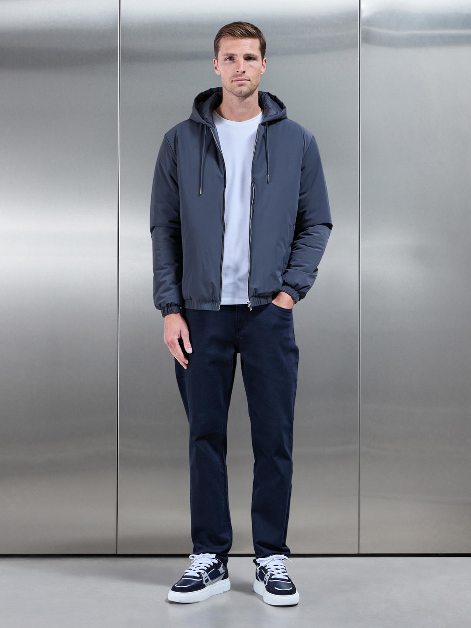 Shell Padded Windbreaker in Grey