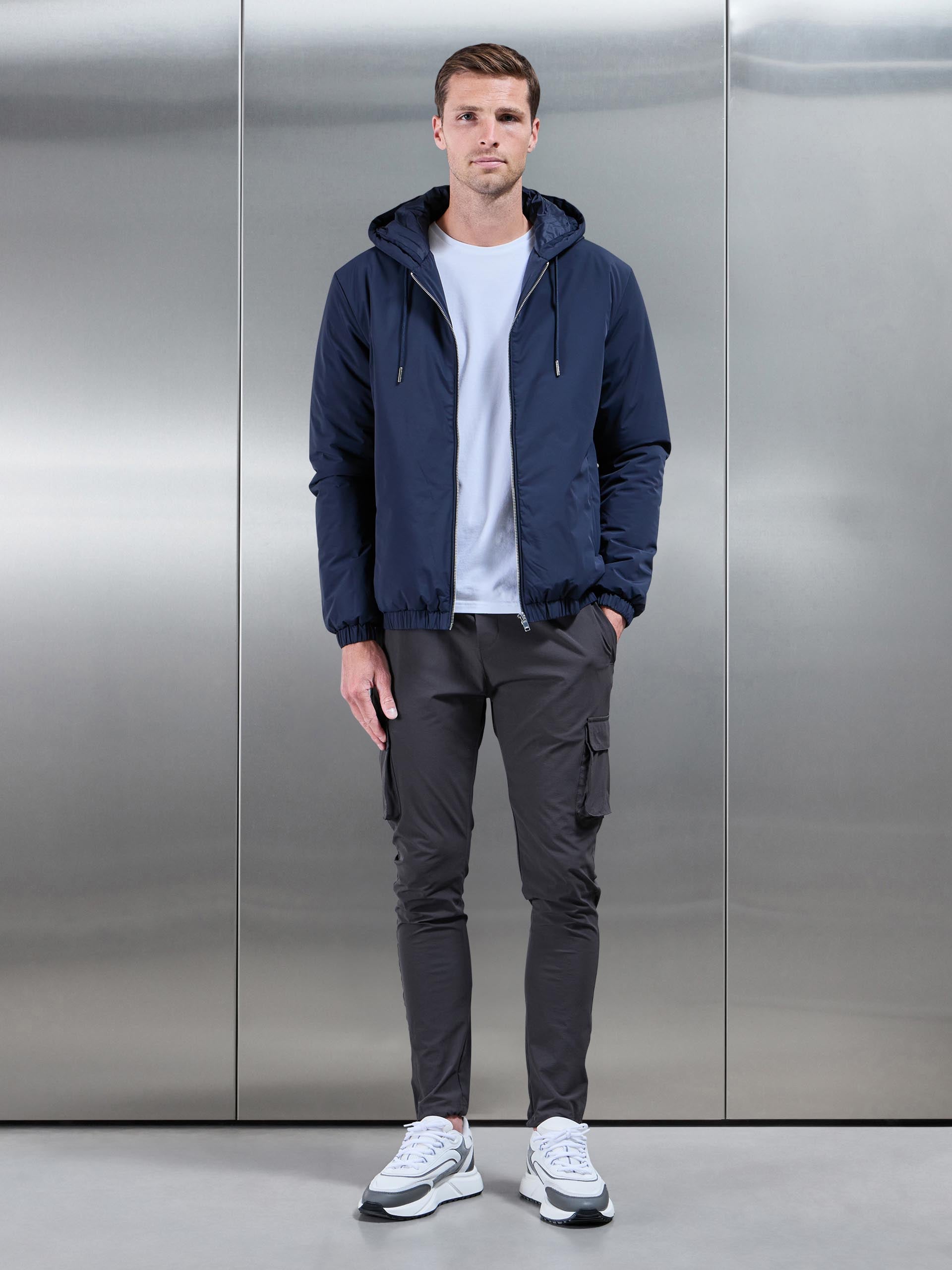 Shell Padded Windbreaker in Navy