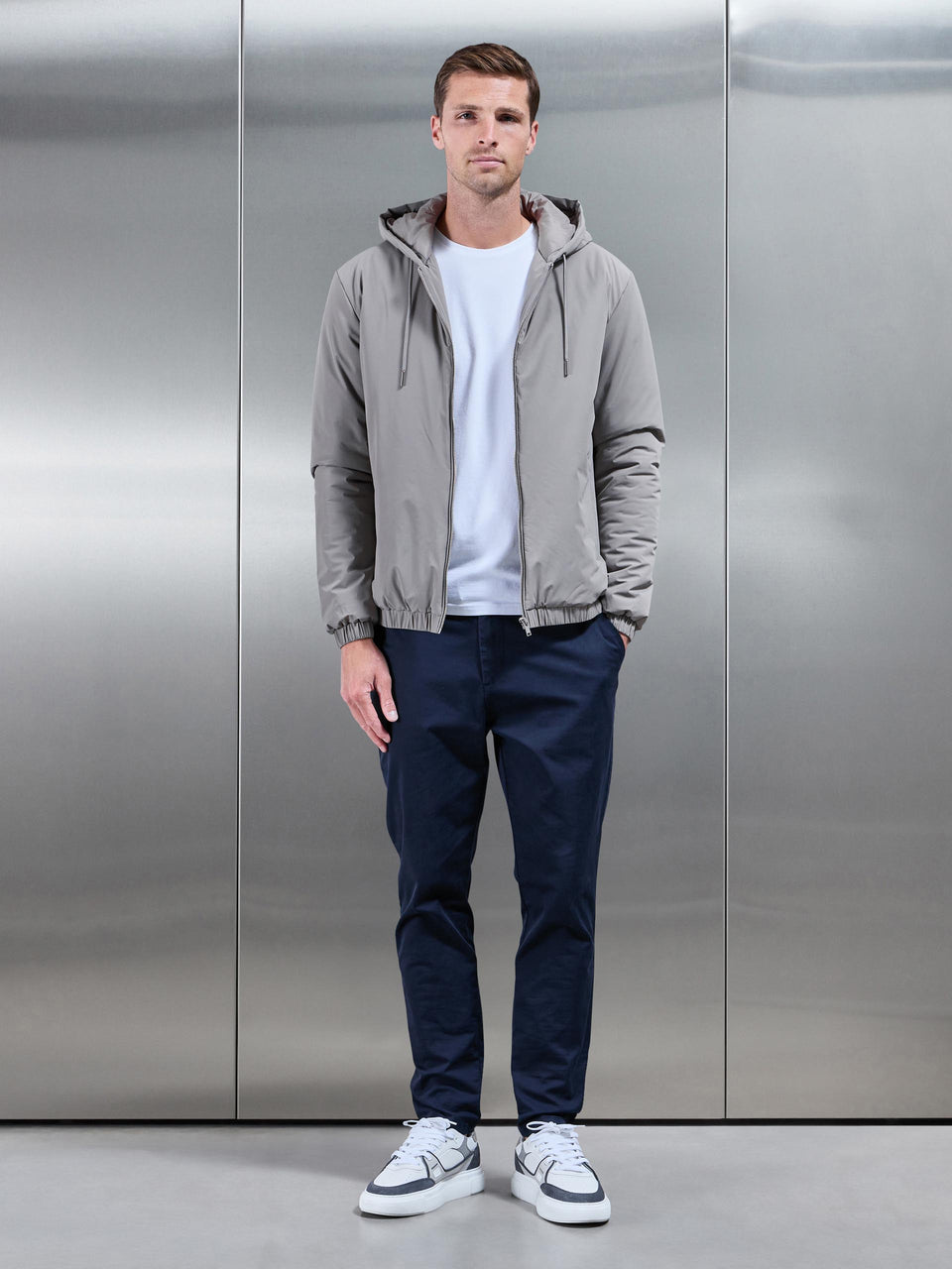 Shell Padded Windbreaker in Taupe