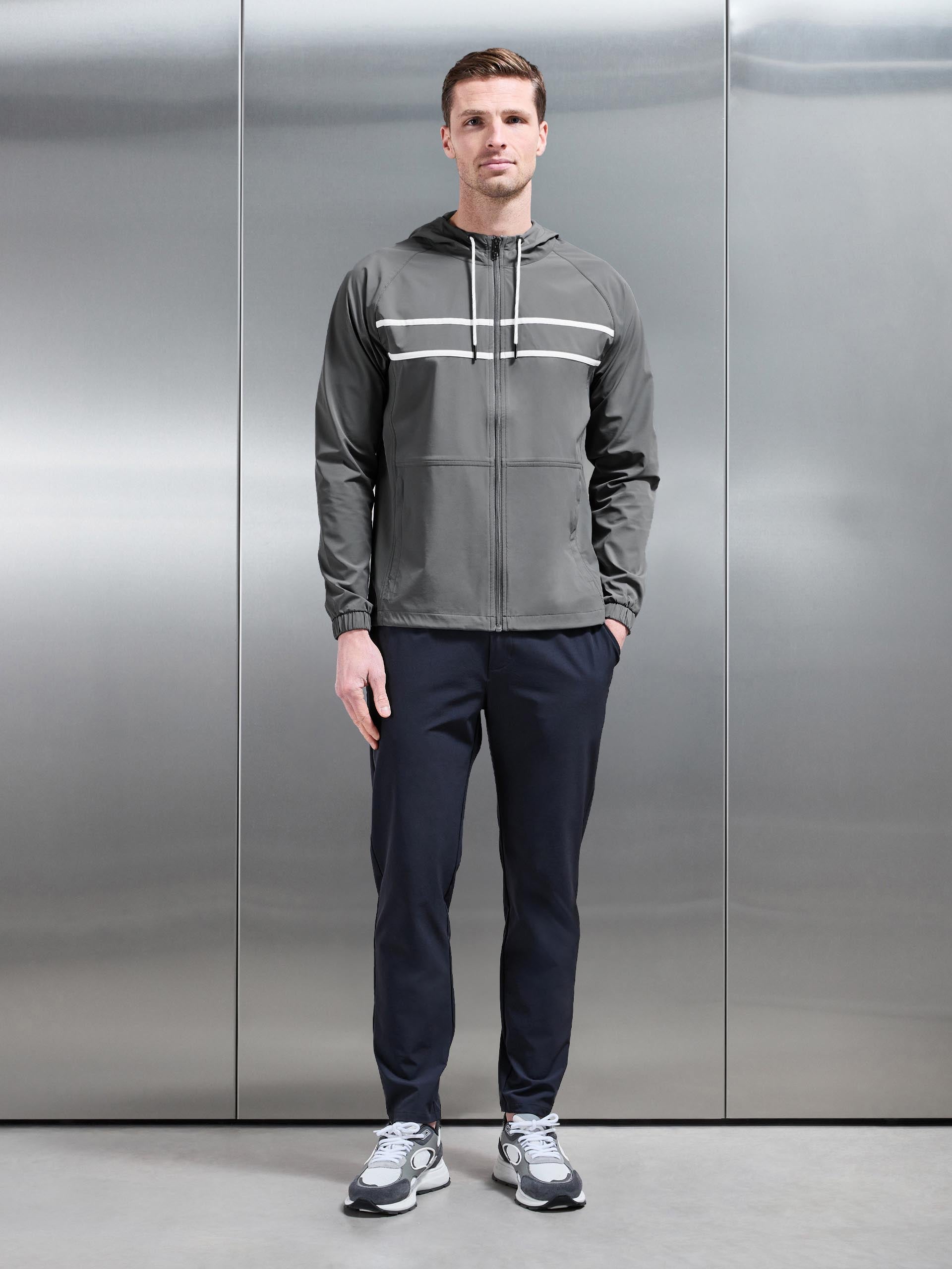 Shell Stripe Windbreaker in Mid Grey