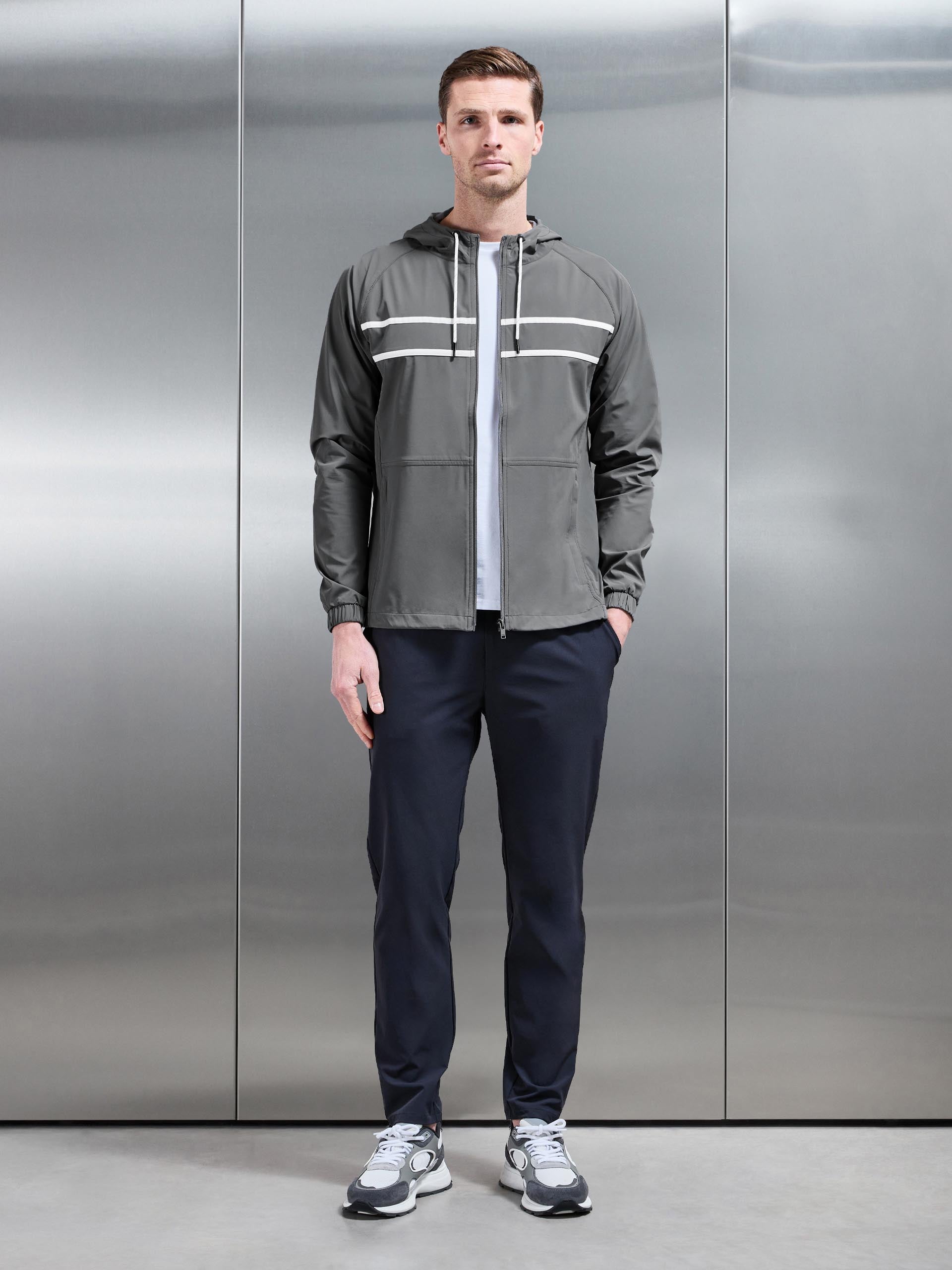 Shell Stripe Windbreaker in Mid Grey