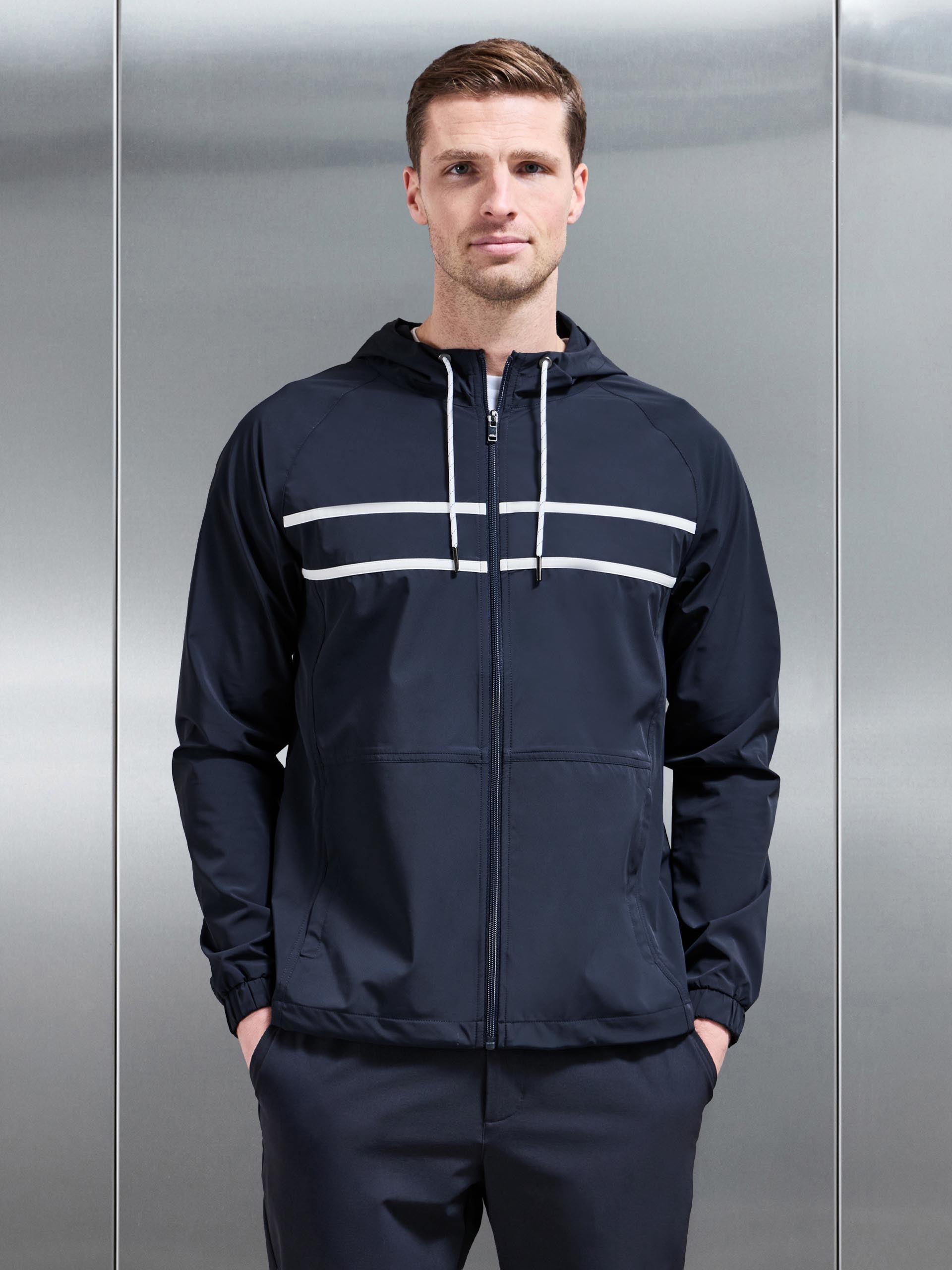 Shell Stripe Windbreaker in Navy