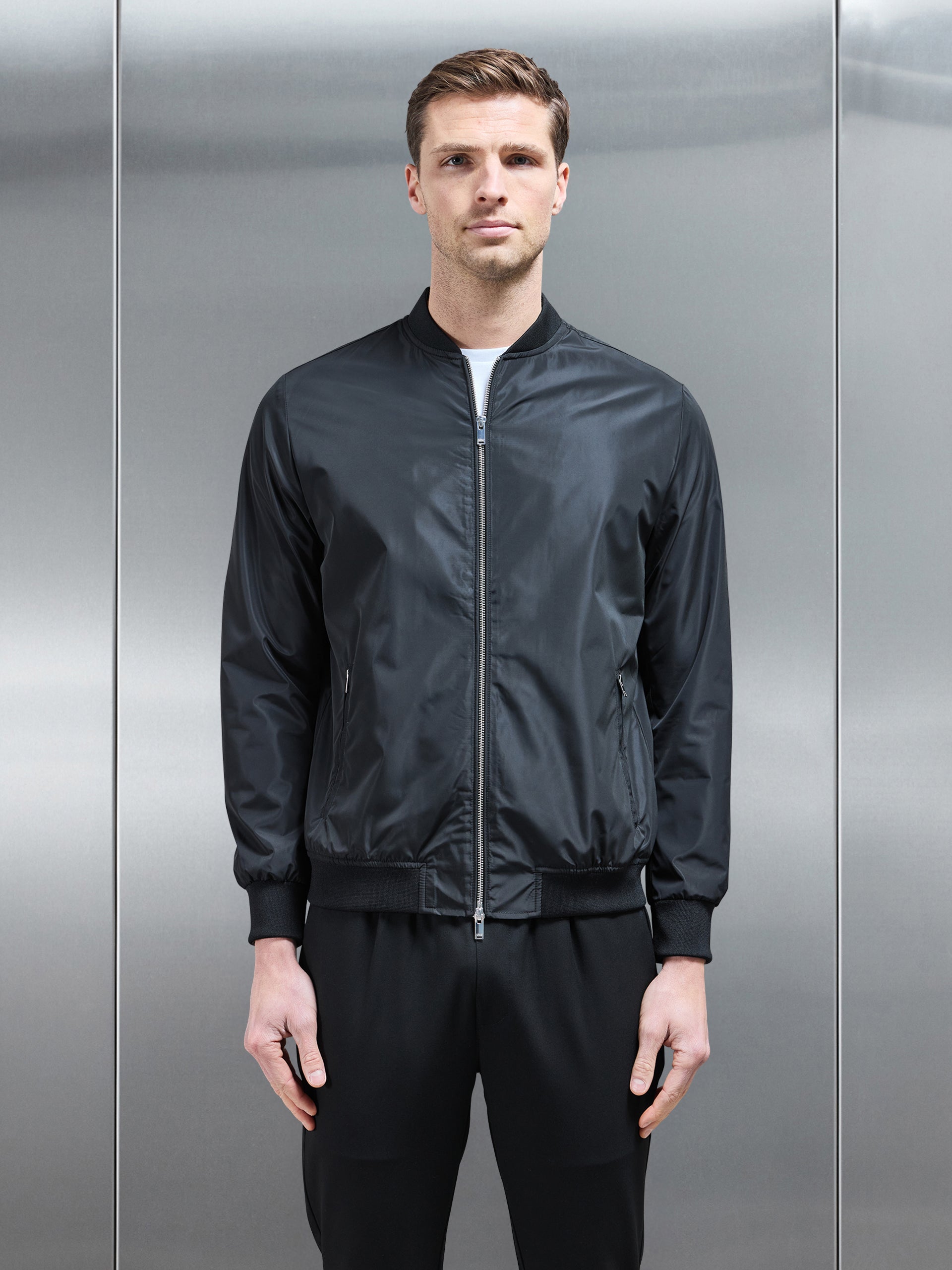 Shell Bomber Jacket in Black